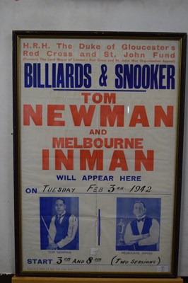 Lot 7 - Billiard and Snooker aldvertising poster - Tom...