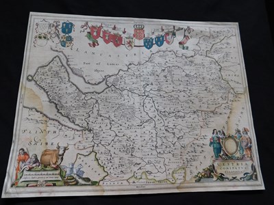 Lot 406 - Circa 17th Century map of Cheshire (Chesshire),...