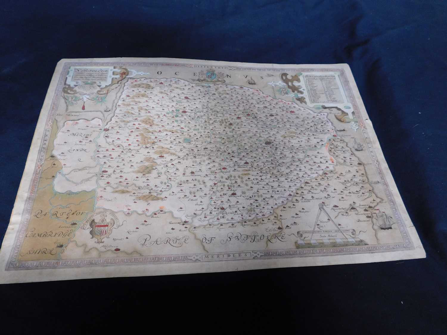 Lot 412 - Christopher Saxton: Map of Norfolk (493 x 340...