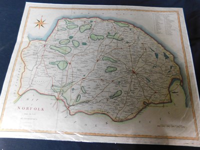 Lot 414 - J Cary: Map of Norfolk together with a new map...