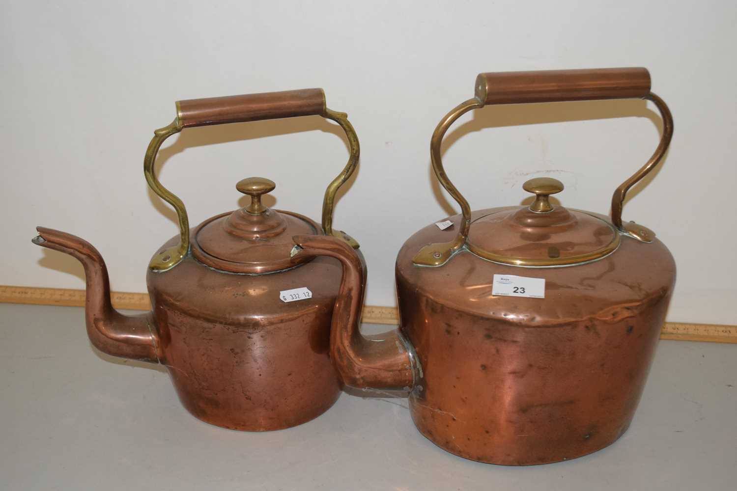 Lot 23 Two copper kettles
