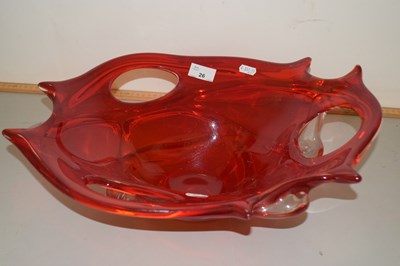 Lot 26 - Large mid Century red and clear glass fruit...