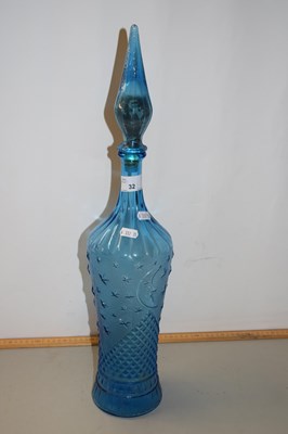 Lot 32 - Mid Century blue glass decanter with...