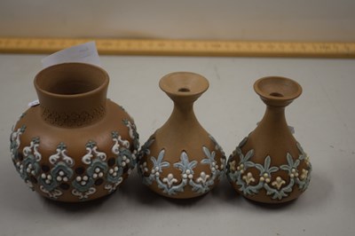 Lot 48 - Three small Royal Doulton silicon ware vases