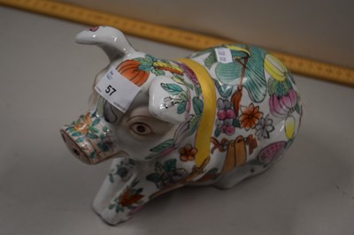 Lot 57 - A Chinese pottery pig with Canton style...