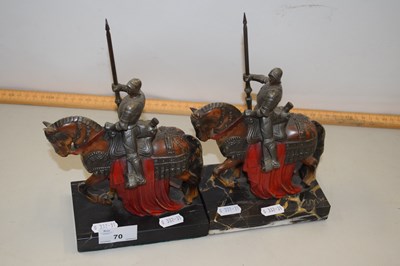 Lot 70 - A pair of modern cast metal models of Knights...