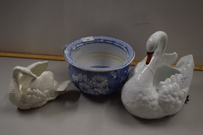 Lot 85 - A late 19th Century pottery swan reputedly...