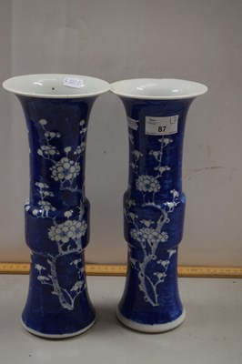 Lot 87 - A pair of Chinese Gu vases decorated with...