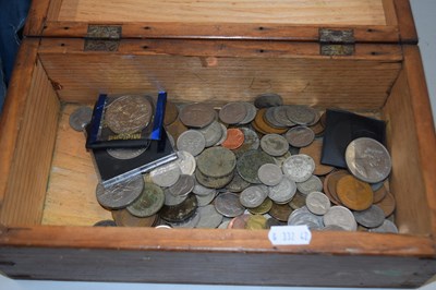 Lot 111 - Wooden box of various assorted coinage