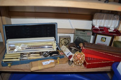 Lot 516 - Mixed Lot: Assorted flat ware, clock, cribbage...