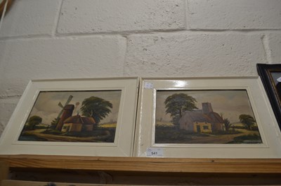 Lot 541 - A pair of cottage scenes, gouache on board in...