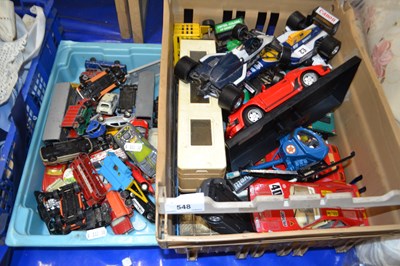 Lot 548 - Two boxes of children's toy cars, play worn