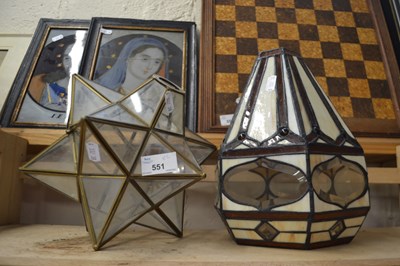 Lot 551 - A glass star shaped pendant lamp together with...