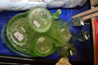 Lot 561 - Quantity of green glass dressing table wares...