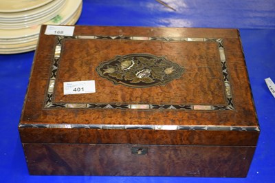 Lot 168 - Mahogany jewellery box with mother of pearl...