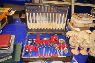 Lot 188 - Canteen of silver plated cutlery together with...