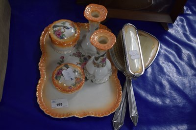 Lot 199 - Porcelain dressing table set and brushes and...