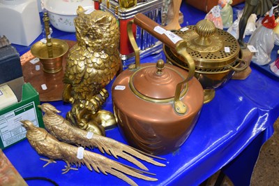 Lot 209 - Mixed Lot: Copper kettle, a pair of pheasant...