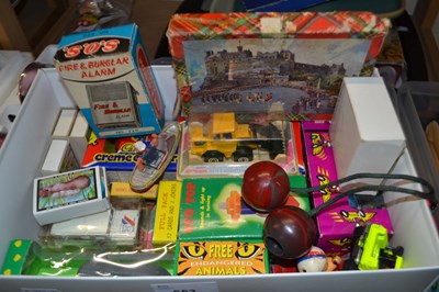 Lot 653 - Box of assorted toy cars and children's games