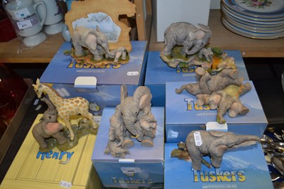 Lot 666 - Quantity of Tuskers model resin elephants and...