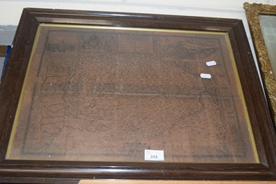 Lot 315 - Antique black and white map of Norfolk, framed...