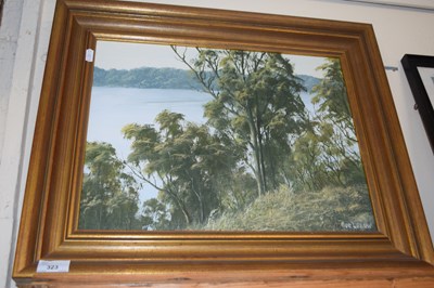 Lot 323 - De Leeuw, study of a lakeside scene, gilt framed