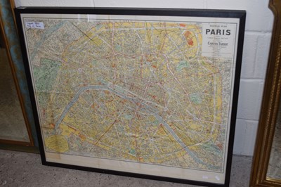 Lot 346 - Framed map of Central Paris circa 1953