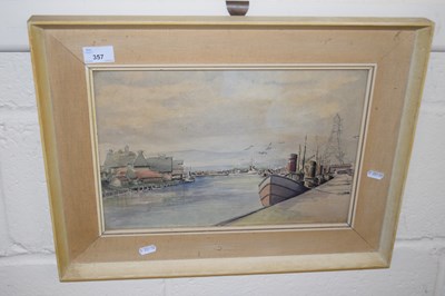 Lot 357 - Leonard Pilgrim, study of a harbour scene,...