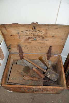 Lot 759 - Wooden box of assorted workshop tools