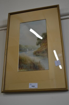 Lot 765 - Boats on a river, watercolour, framed and glazed