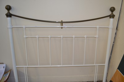 Lot 789 - White and brass effect double bed head