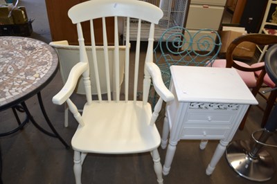 Lot 800 - Cream painted pine kitchen chair together with...