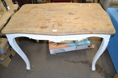 Lot 805 - Pine topped white painted side table on...