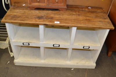 Lot 820 - Pine topped cream painted merchant style cabinet