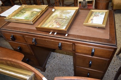 Lot 389A - Mahogany twin pedestal desk with ebonised...