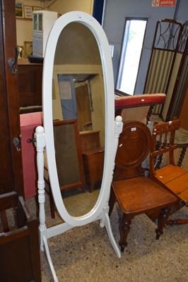 Lot 394 - Modern white framed cheval mirror