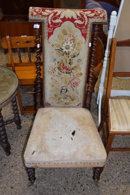 Lot 398 - Victorian high back prayer chair with barley...