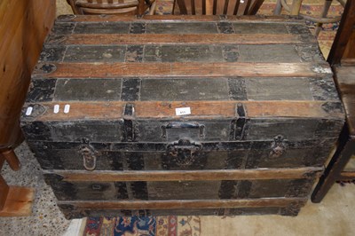 Lot 411 - Vintage wooden bound trunk