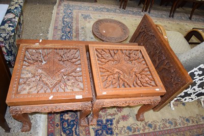 Lot 423 - A suite of Far Eastern carved hardwood items...