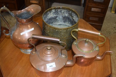 Lot 448 - Mixed Lot: Two copper kettles, a copper jug...