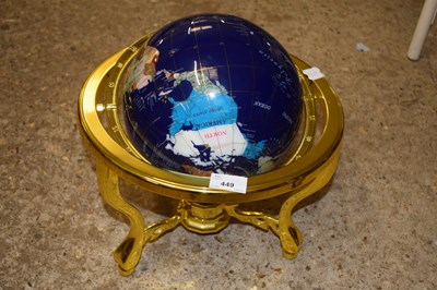 Lot 449 - Modern hard stone inlaid table top globe