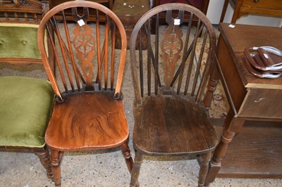 Lot 454 - Two wheel back kitchen chairs