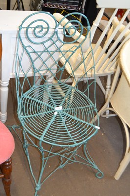 Lot 830 - Green painted wire work garden chair