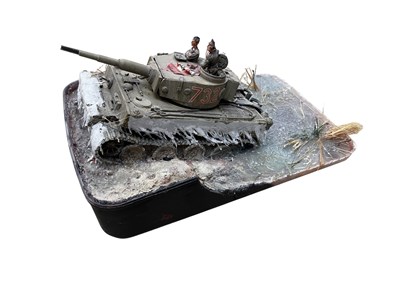 Lot 221 - A painted German Tiger tank model on...