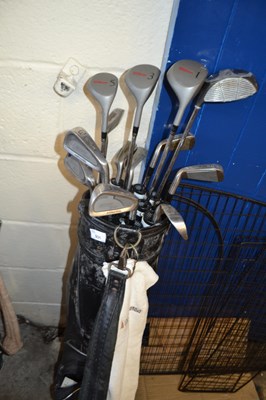 Lot 931 - Golf caddy and assorted clubs