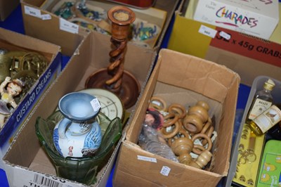 Lot 957 - Two boxes of mixed items to include wooden...