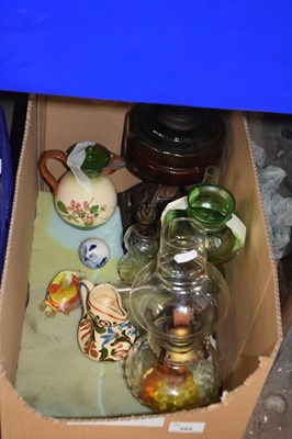 Lot 968 - Box of various oil lamps, ornaments etc