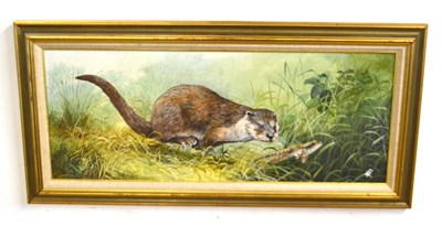 Lot 68 - David Feather (British, b.1952), Otter chasing...