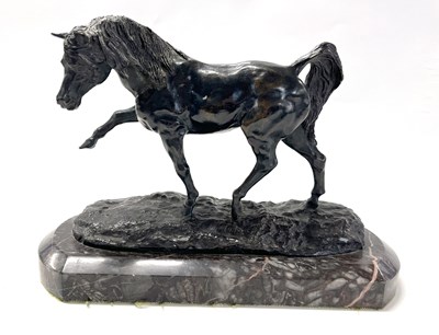 Lot 388 - Spelter bronzed effect horse on plinth