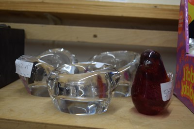 Lot 542a - 3 Dartington glass tealight holders and a...